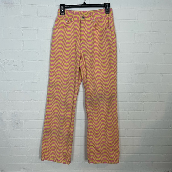 The Ragged Priest Sold Out Pink and Yellow Zig Zag Print Jeans - Picture 4 of 8